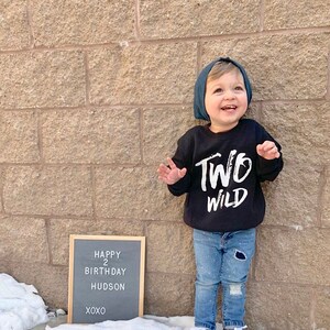Two Wild Birthday Sweater, Toddler Sweatshirt for 2 Year Old Birthday, Kids Second Birthday Gift, Too Wild 2nd Birthday Top for Boy or Girl image 2
