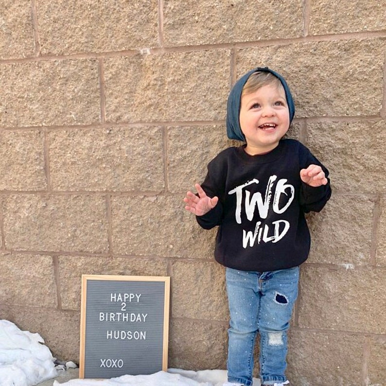Two Wild Birthday Sweater, Toddler Sweatshirt for 2 Year Old Birthday, Kids Second Birthday Gift, Too Wild 2nd Birthday Top for Boy or Girl image 2