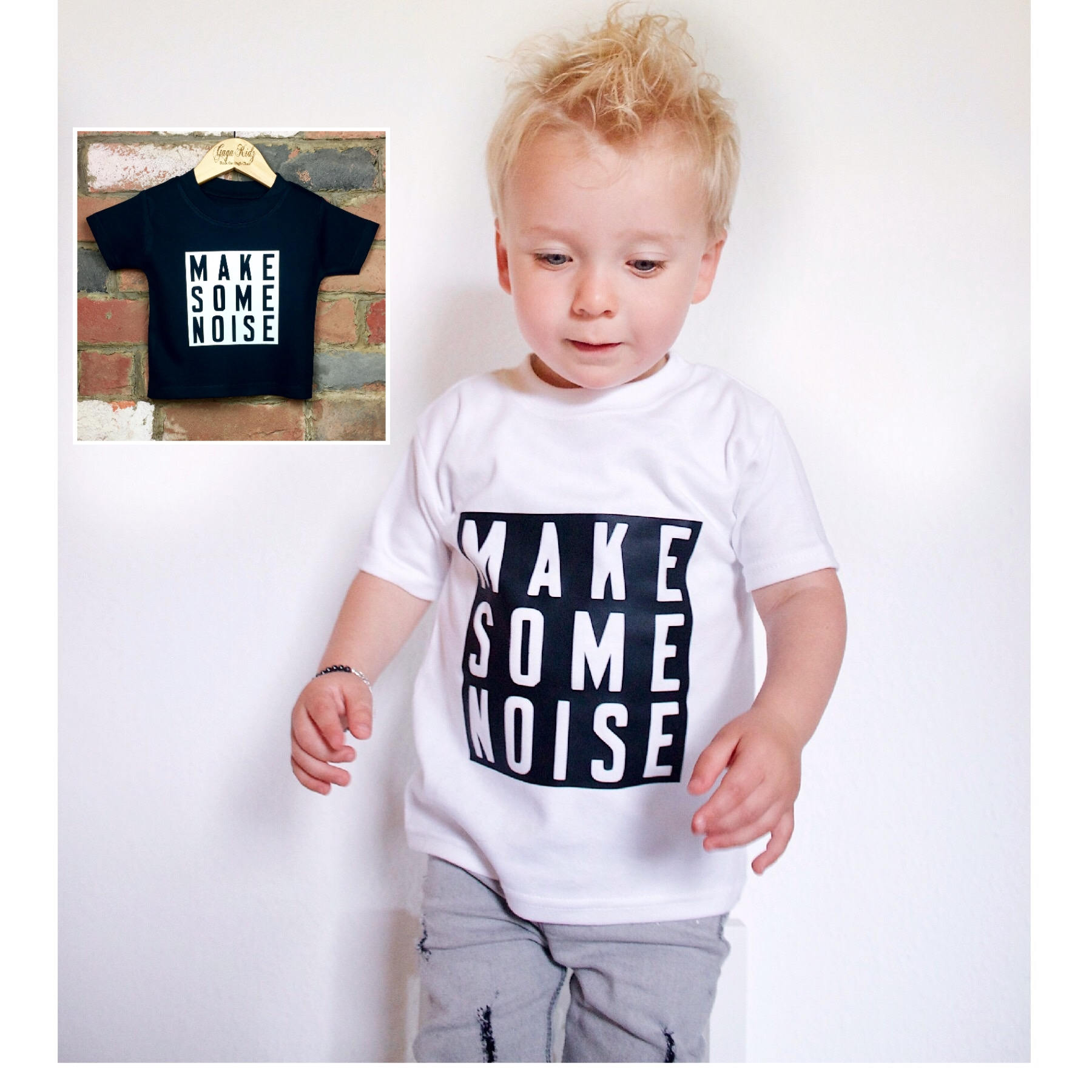 Make Some Noise Toddler T-shirt: Monochrome Slogan, 100