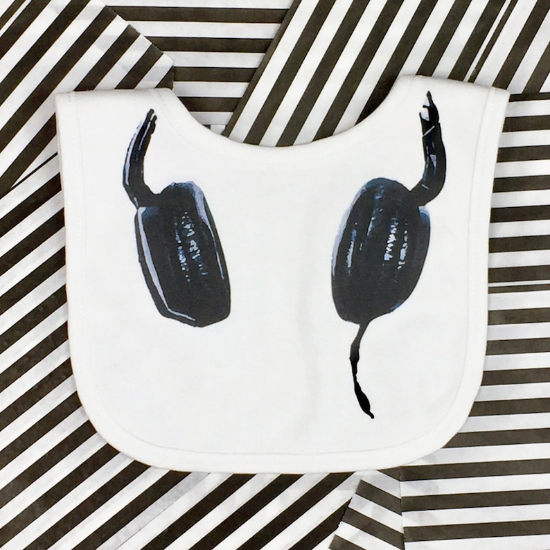 Music DJ Baby Bib, Funny Baby Bib, New Baby Gifts, Baby Clothes, Baby DJ, Toddlers Bib, Kids Bib, Dribble Bib, Baby Headphones, Boy Girl Bib image 2