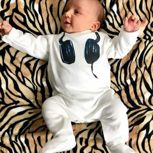 Baby DJ Headphones, Baby Romper, Hipster Baby, Future DJ, Music DJ Gift, Baby Boy Clothes, Music Baby Clothes Cool Baby Gift Baby Sleep Suit image 2
