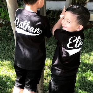 Kids Custom Shirt, Kids Baseball Tee Gift with Swash Font, Trendy Kids & Baby Name TShirt image 4