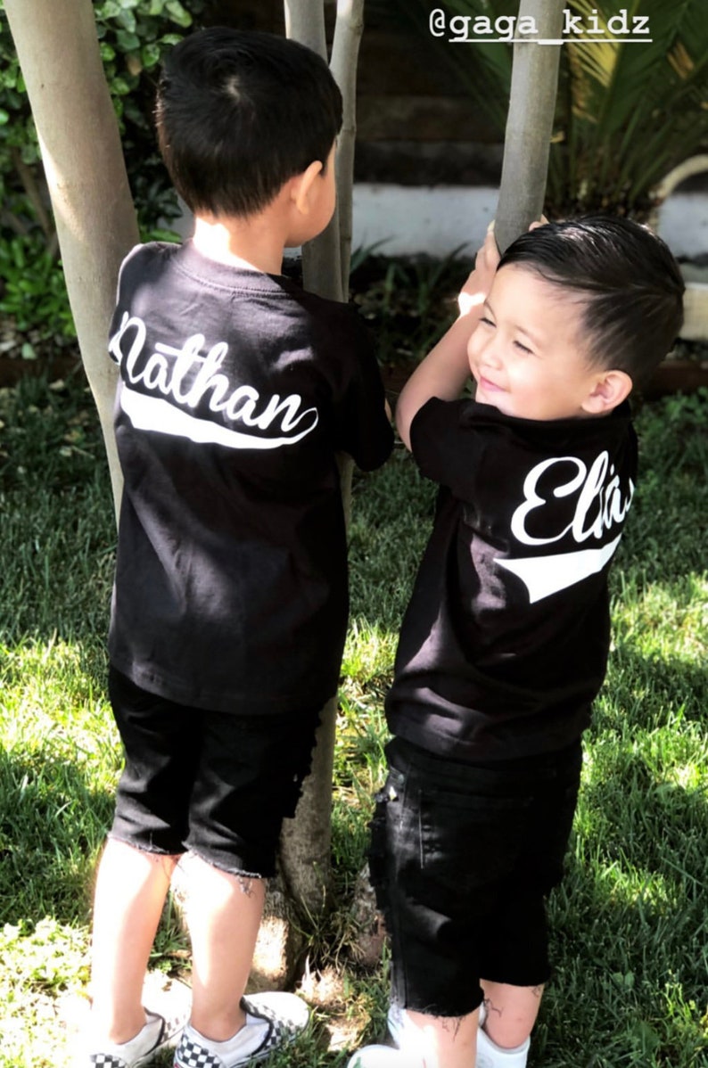 Kids Custom Shirt, Kids Baseball Tee Gift with Swash Font, Trendy Kids & Baby Name TShirt image 4
