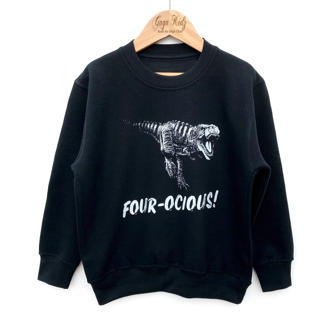 Fourocious Dinosaur Sweatshirt, 4th Birthday Party, Trex Etsy
