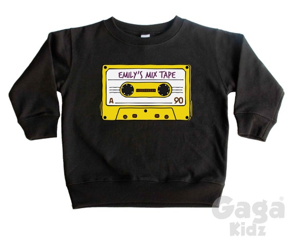 Custom Mix-Tape Name Kids Sweatshirt, Retro Music Cassette Sweater