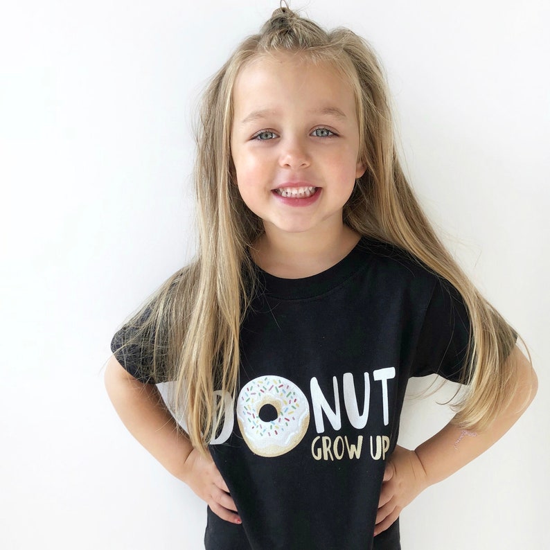 Donut Grow Up Kids Baby Shirt, Donut Party, Doughnut Shirt, White Donut, Food Shirt, Toddler Shirt Kids Clothes Baby Clothes Toddler Clothes image 1