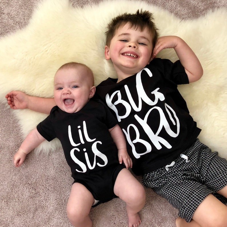 Sibling Set, Big Brother Little Sister, Sibling Clothes, Children's Gift, Big Bro Lil Sis, Brother TShirt, Sister TShirt, Baby Gift Clothes image 5