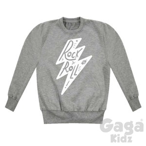 Rock and Roll Thunderbolt Kids Sweatshirt, Little Rock Star Sweater, Music Festival Clothing