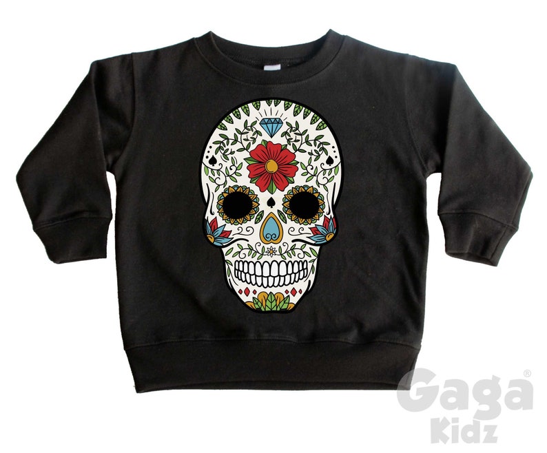 Sugar Skull Kids Sweatshirt, Day of the Dead Sweater, Dia De Los Muertos, Halloween Jumper imagem 1
