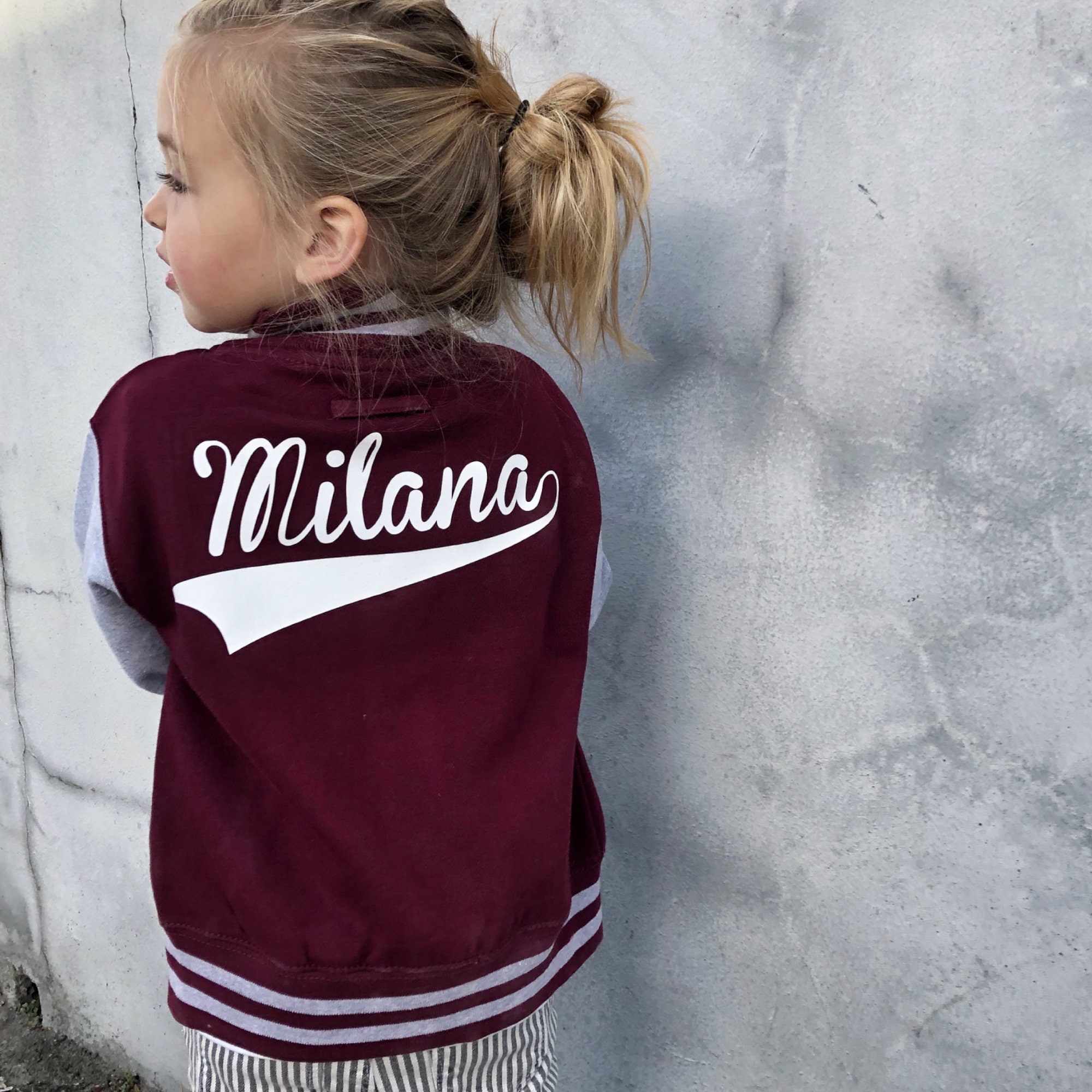 Grab Their Attention: Personalised Kids Varsity Baseball Jacket With Genuine US College Letter (Navy/Black, Batch1)