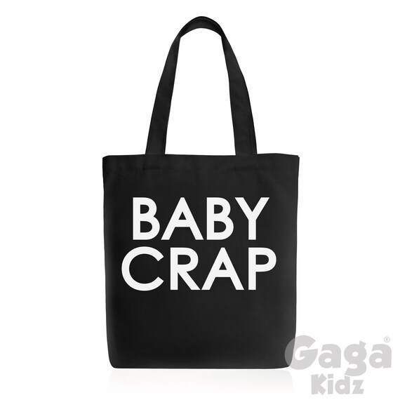 Baby Crap Tote Bag, Funny New Mum Gift, Black Cotton Foldaway Bag