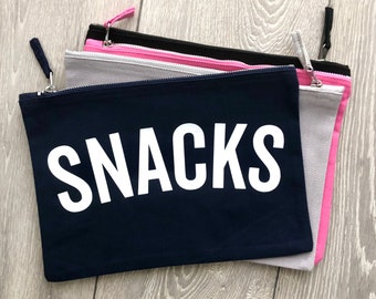 SNACK Bag, Kids Wallet, Treat Bag, Back to School Canvas Pouch