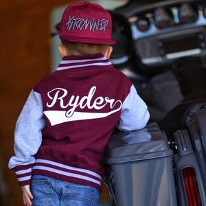 Benutzerdefinierte Kinder Varsity Jacke, Kinder Sportjacke, Name Varsity, Nummer Varsity, personalisierte Unisex Varsity, Kinder Baseballjacke, Namensjacke Bild 4