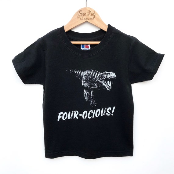 Four-Ocious 4th Birthday Tshirt, Kids Dinosaur Party