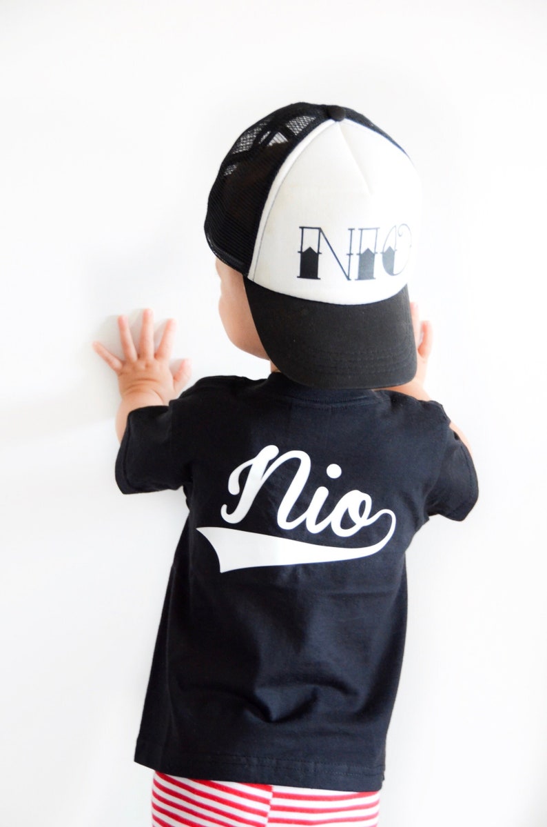 Kids Custom Shirt, Kids Baseball Tee Gift with Swash Font, Trendy Kids & Baby Name TShirt image 1