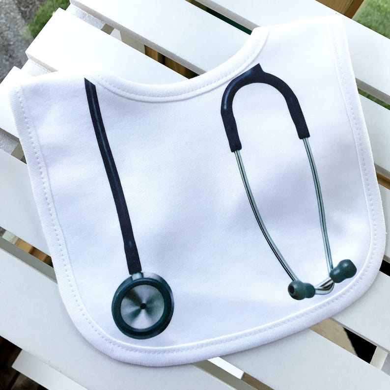 Stethoscope Baby Bibs, New Baby Shower Gift for a Doctor or Nurse, Funny Medical Themed Clothes for Infant image 6