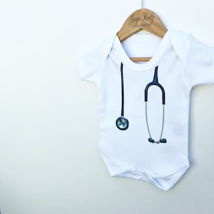 Stethoscope Baby Bodysuit, Funny Baby Clothes, Baby Nurse Outfit, Nurse Gift, New Baby Clothing, Surgeon Gift, Medical Gifts image 4