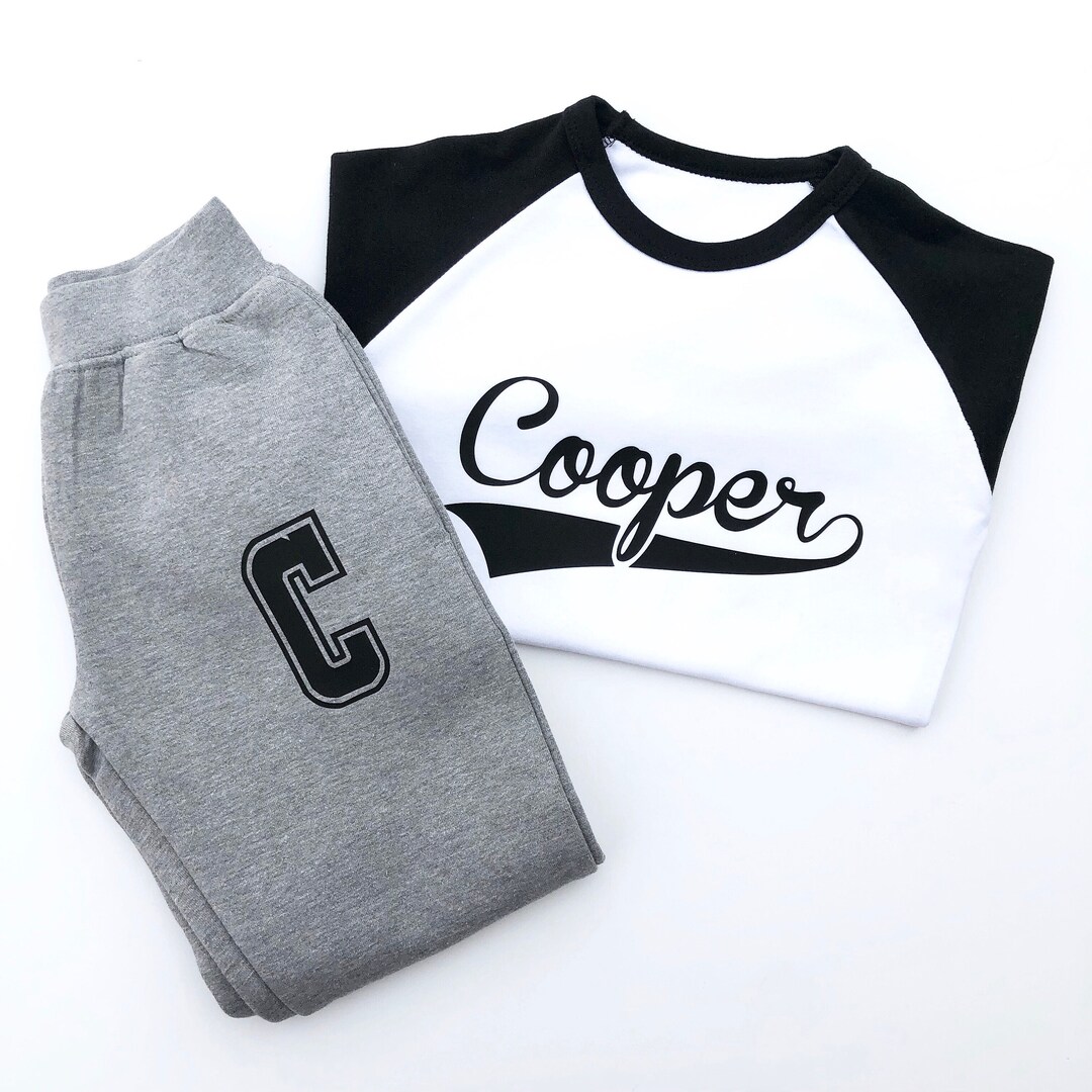 Kids Custom Tracksuit Initial Name Set Raglan Baseball Shirt Etsy