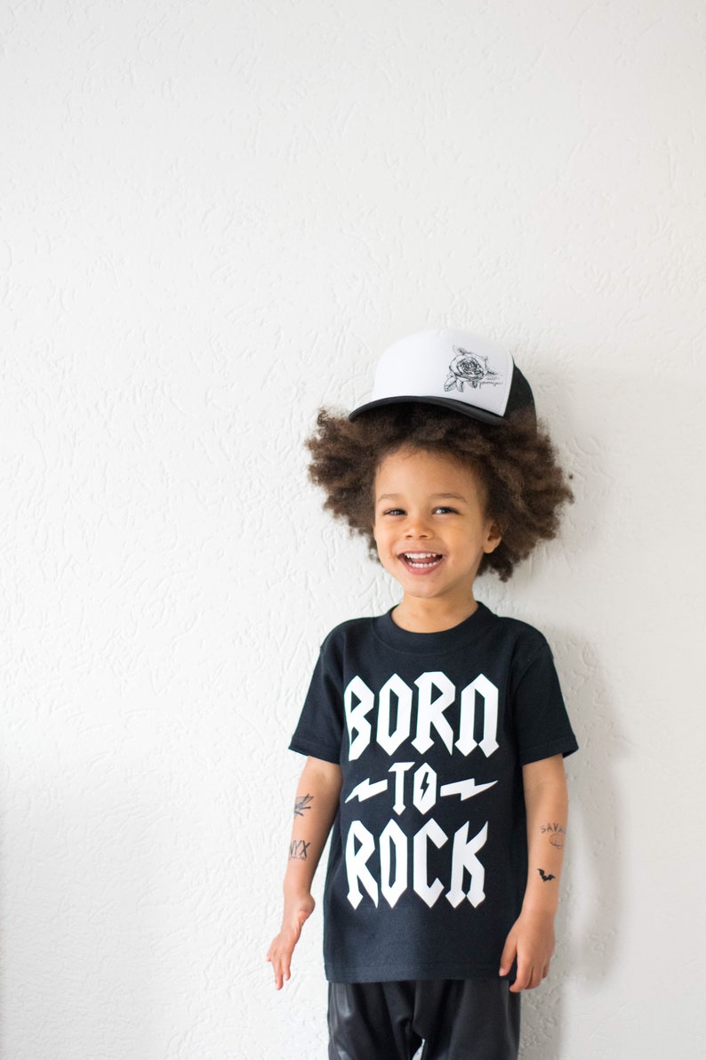 Born to Rock Kinder & Baby T-Shirt, Little Rocker, Rock Baby, Rock Baby, Heavy Metal Baby, Unisex Babykleidung, coole Baby Geschenke, Säugling Shirt Bild 3