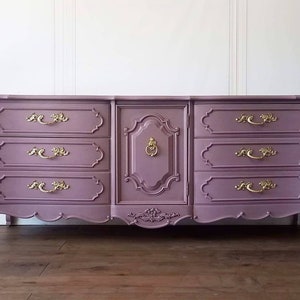 SIMILAR AVAILABLE French Provincial Dresser Shabby Chic Bedroom Mauve Pink Purple Patina Buffet Credenza Romantic Bedroom Thomasville