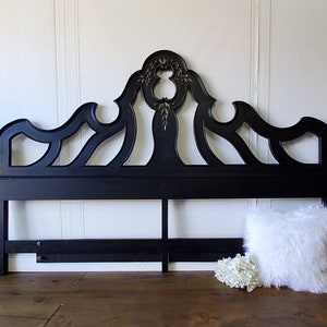 AVAILABLE! Free Shipping! Vintage French Provincial KING Size Bed Headboard Only Glam Hollywood Romantic Farmhouse Country Black