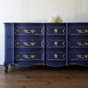 blue lacquer dresser Nina Navy Blue Lacquer Dresser