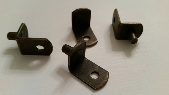 Lot Of 4 Free Shipping Aged Brass Shelf Peg L Brackets Etsy