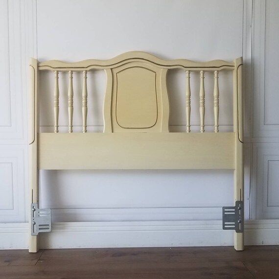 Pick Your Color French Provincial Twin Size Bed Headboard Girls Bedroom Vintage Romantic Country Chic Shabby Ivory White Pink Black Glam