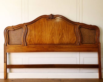 Pick Your Color! Free Shipping! Vintage French Provincial King Size Bed Headboard Only Cane Hollywood Romantic Thomasville