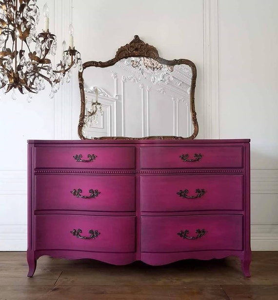 Available Free Shipping French Provincial Vintage Drexel Dresser Hot Pink Glam Fuschia Boudoir Victoria Secret Inspired Hollwood Chic