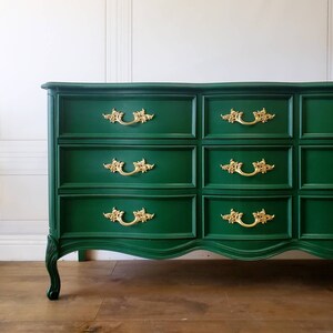 SIMILAR AVAILABLE! Free Shipping! Emerald Green Boudoir Dixie Vintage Dresser Glam Shabby Chic French Provincial Bedroom Buffet