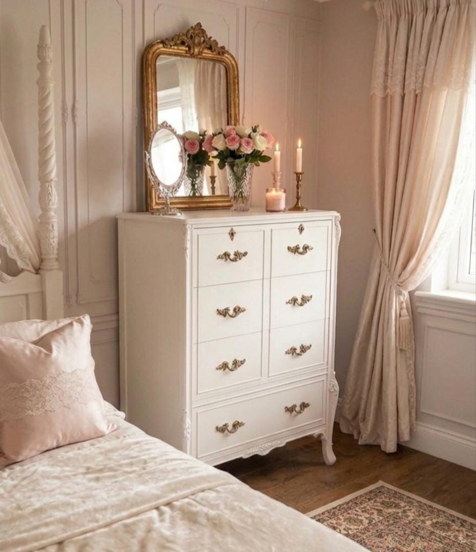 Vintage White Tall Dresser - Etsy