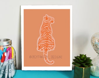 Tiger Print, Tiger Digital Download, Tiger Art, Tiger Drawing, Instant Download, Tiger Drawing Print