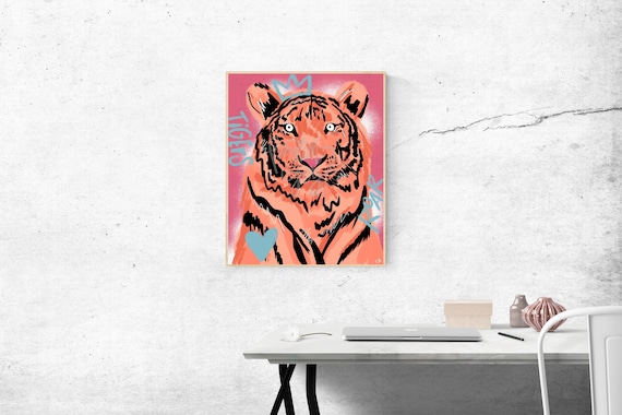 Trendy Tiger Digital Print, Tiger Spray Paint Digital Print, Digital Art, Tiger Print