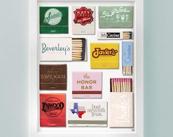 Custom Matchbook Print, Matchbook Art, Personalized Matchbook Art, Matchbook Wall Art, Matchbook Gift, Graduation Gift, Anniversary Gift