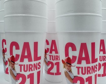 Custom Styrofoam Cups, Personalized Styrofoam Cups, Birthday Party Cups, Holiday Styrofoam Cups, Personalized Foam Cups, Roadie Cups | 20 oz