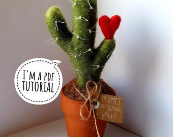 Needle Felted Cactus Tutorial, DIY Craft Project (PDF Pattern)