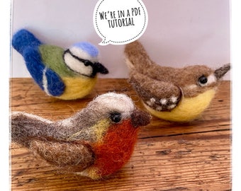 PDF to make Three feathered felty brooches-printable needle felting tutorial with equipment list-Mary Jane Lillie Felting,Workshops&Supplies