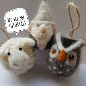 PDF to make three Christmas baubles-printable needle felting tutorial with equipment list-Mary Jane Lillie Felting, Workshops and  Supplies