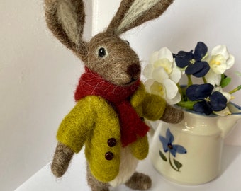 Kit to make a posable needle felted hare using British and merino wool with full colour, easy to follow PDF instructions - DIY - GIFT