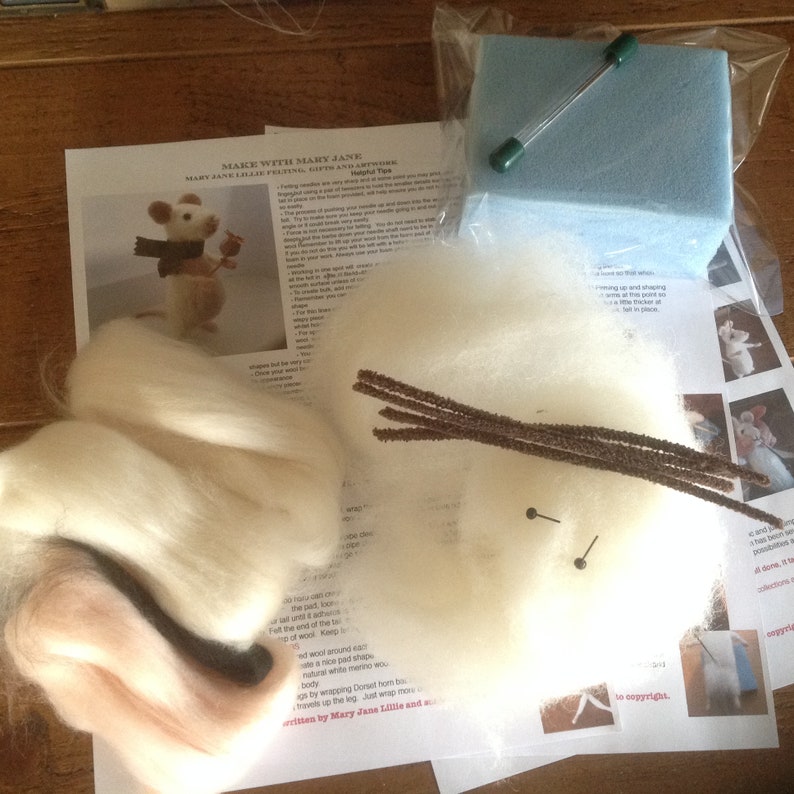 PDF to make a Posable mouse-printable needle felting tutorial with equipment list-Mary Jane Lillie Felting, Workshops and Supplies image 4