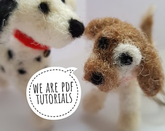 PDF to make two Dog keyrings-printable needle felting tutorial with equipment list-Mary Jane Lillie Felting, Workshops and  Supplies