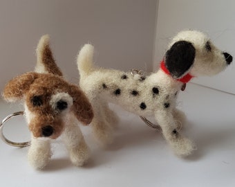Kit to make two needle felted dog keyrings (Or Xmas tree decs) using British wool tops, with easy to follow PDF instructions - DIY - gift