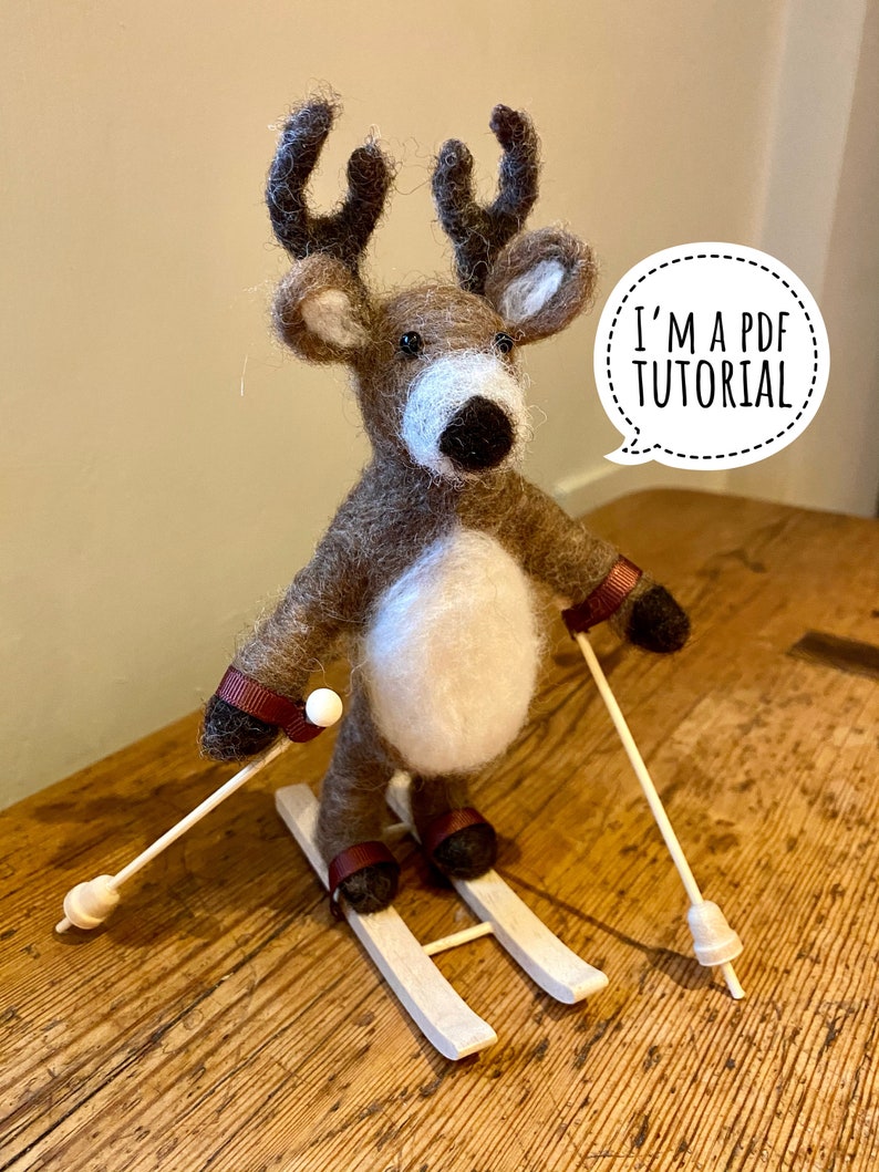 PDF to make a Posable Deer-printable needle felting tutorial with equipment list-Mary Jane Lillie Felting, Workshops and Supplies image 1