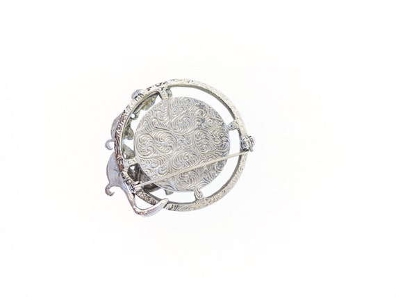 Vintage Excellent Silver Tone Brooch with Pretty … - image 3