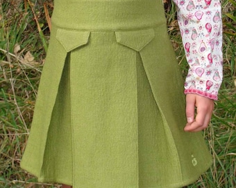Jupe d'hiver fille en coton/laine verte