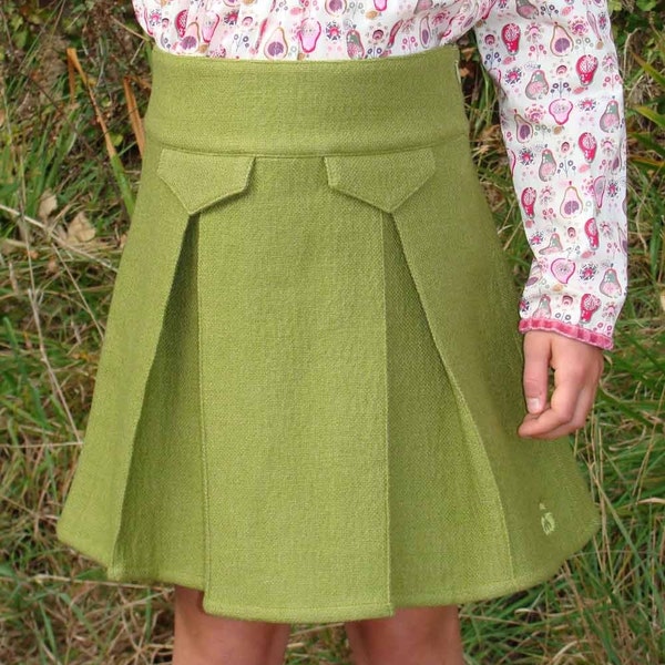 Jupe d'hiver fille en coton/laine verte