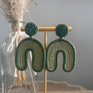 Green Rainbow Beaded Earrings - LovedAgain OC - Southern Statement Jewelry - Beaded Earrings - Fashion earrings for her