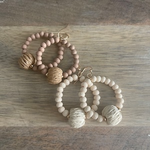 Rattan and Wood Beaded Earrings - LovedAgain OC - Southern Statement Jewelry - Beaded Earrings - Fashion earrings for her