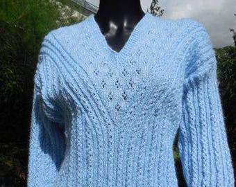 BEAUTIFUL women V neck SWEATER - Holey V - cuts 44/46